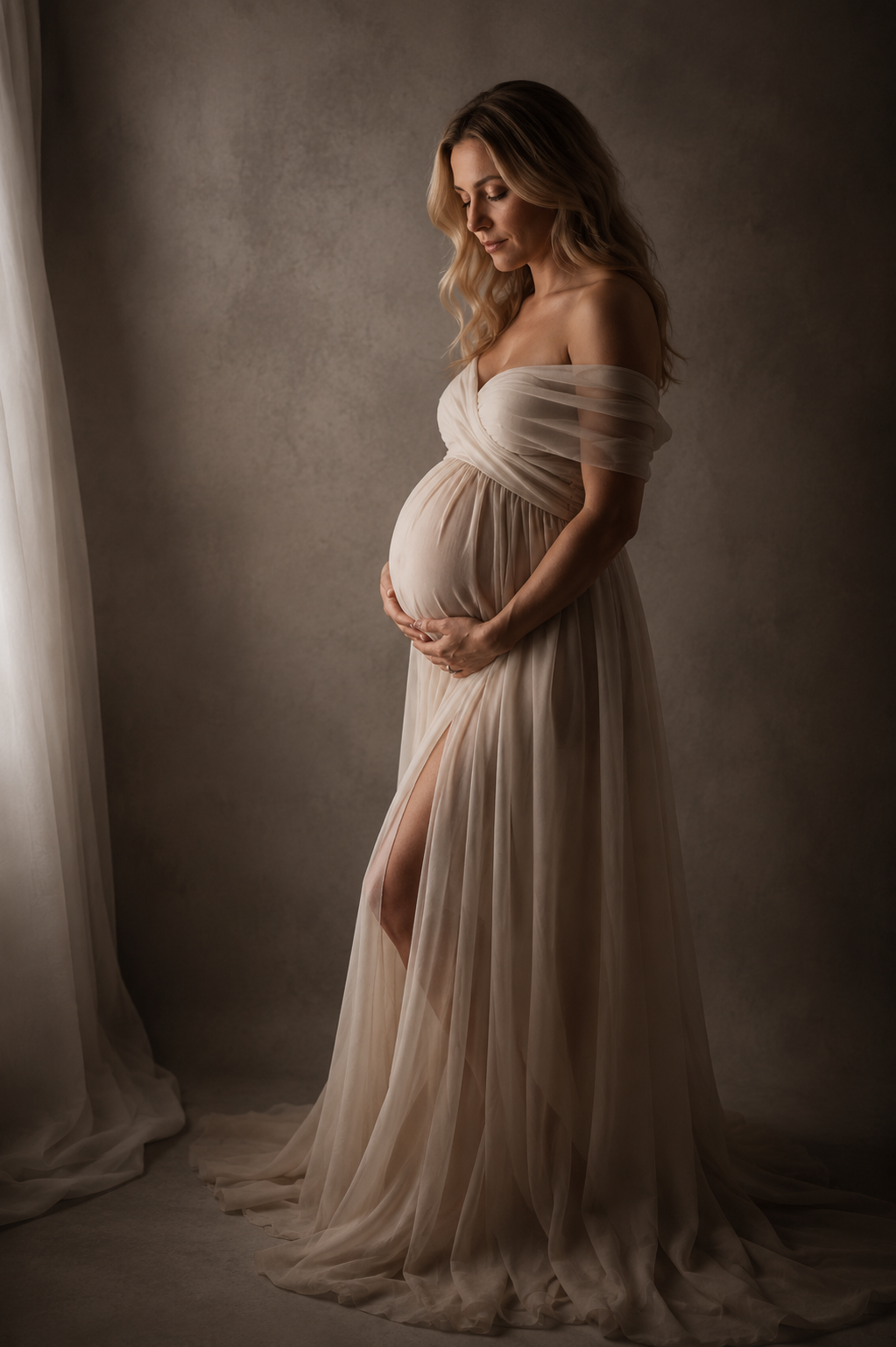 Maternity photographer Dublin editorial studio portrait