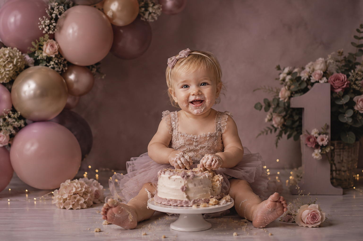 Cake smash photographer Dublin — first birthday portrait