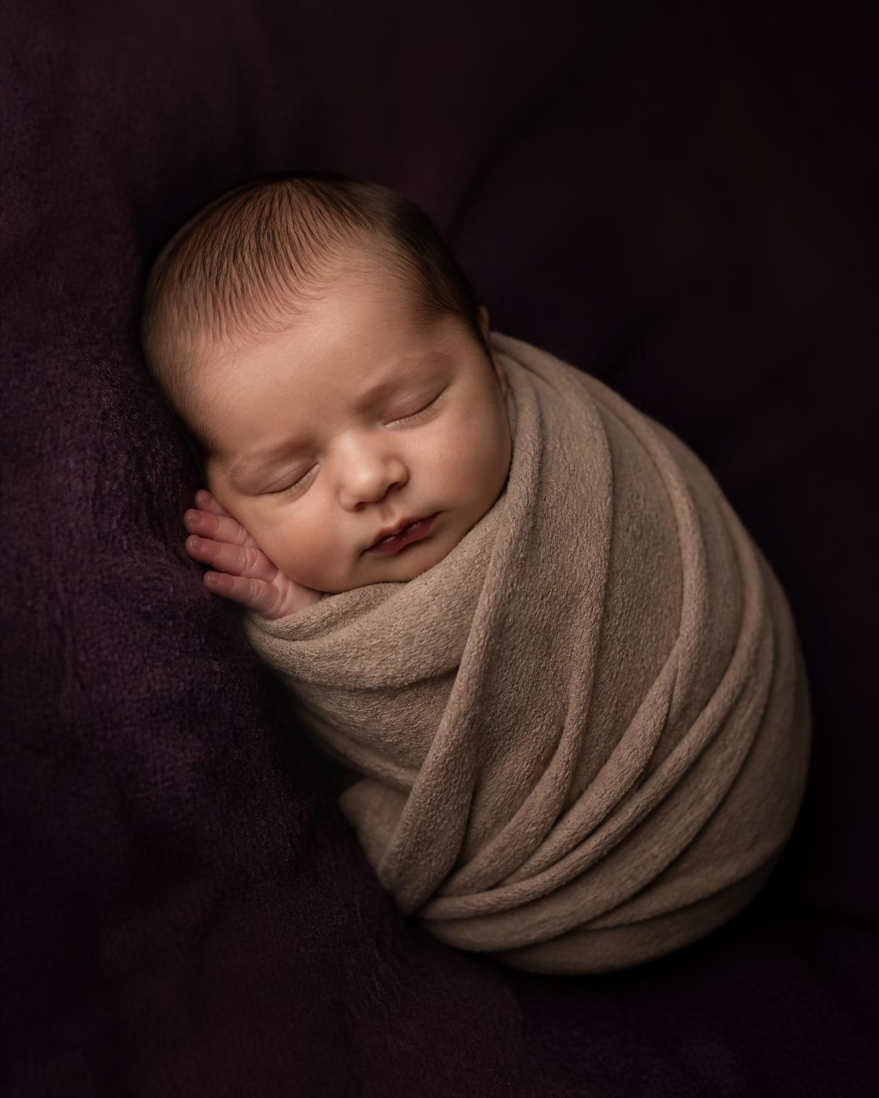Newborn photographer Dublin studio portrait of a sleeping baby